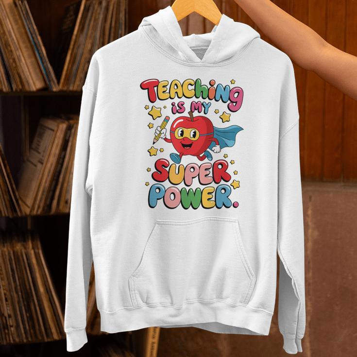 Retro Teaching Is My Superpower Apple Teacher Appreciation Unisex Hoodie, gift for family, gift for coworker Retro Teaching Is My Superpower Apple Teacher Appreciation Unisex Hoodie, gift for family, gift for coworker