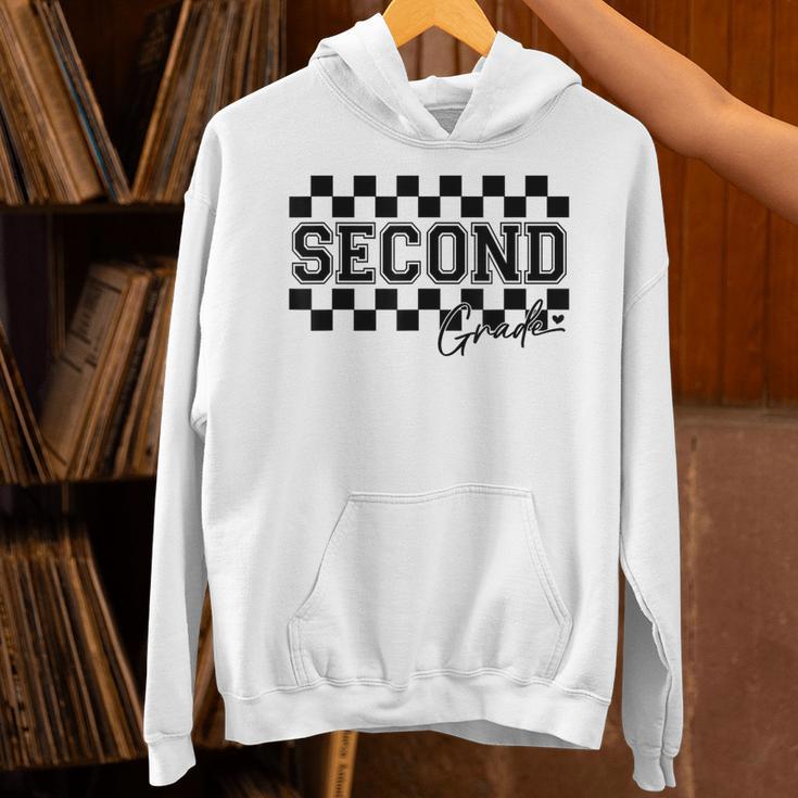 Second Grade Checkered Teacher 1st Day Back To School Women Unisex Hoodie, gift for family, gift for coworker
