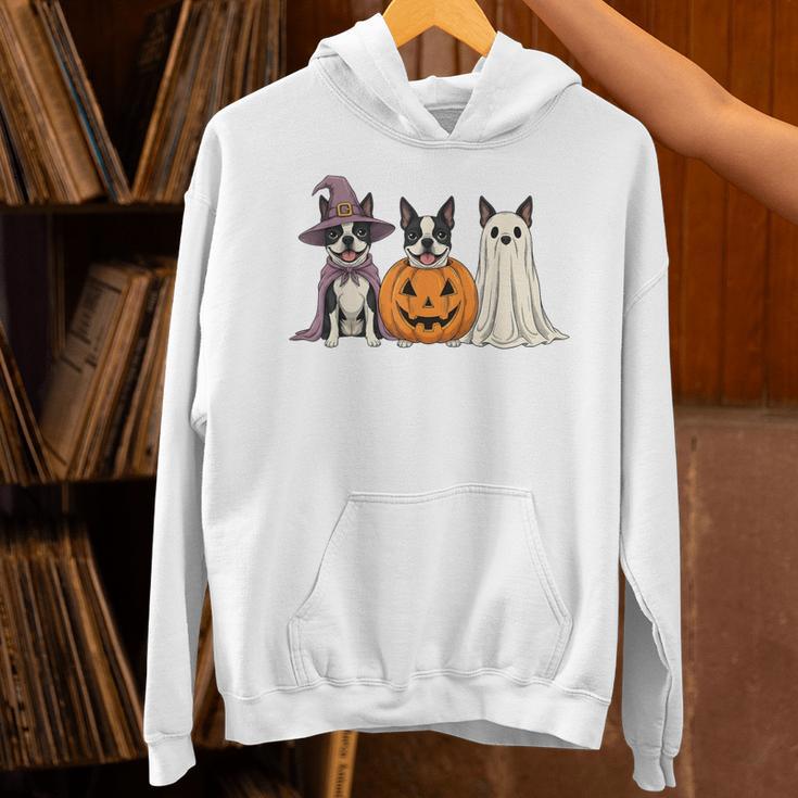 Spooky Ghost Boston Terrier Pumpkin Halloween Dog Lover Unisex Hoodie, Boston Terrier Ghost Hoodies, Boston Terrier Halloween Hoodies, gift for family, gift for coworker