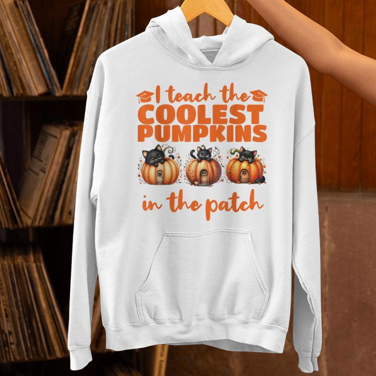 I Teach The Cutest Pumpkins Halloween Teacher Cat Lover Unisex Hoodie, gift for family, gift for coworker
