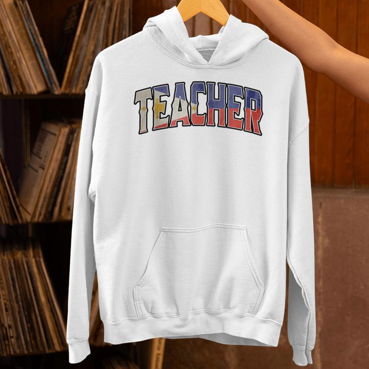 Teacher Filipino Vintage Heritage DNA Flag Unisex Hoodie, gift for family, gift for coworker Teacher Filipino Vintage Heritage DNA Flag Unisex Hoodie, gift for family, gift for coworker