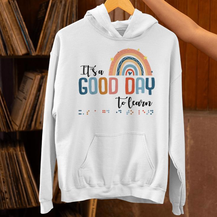 Teacher Of Visually Impaired Braille A Good Day To Learn Unisex Hoodie, gift for family, gift for coworker