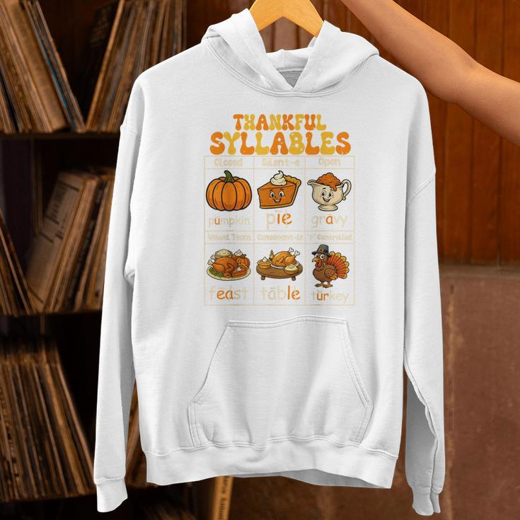 Thankful Syllables Teacher Thanksgiving Educational Kids Unisex Hoodie, gift for family, gift for coworker Thankful Syllables Teacher Thanksgiving Educational Kids Unisex Hoodie, gift for family, gift for coworker