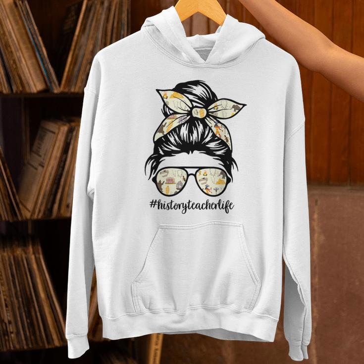 History Teacher Messy Bun Life Hair Glasses Unisex Hoodie, History Teacher Hoodies, gift for family, gift for coworker History Teacher Messy Bun Life Hair Glasses Unisex Hoodie, History Teacher Hoodies, gift for family, gift for coworker