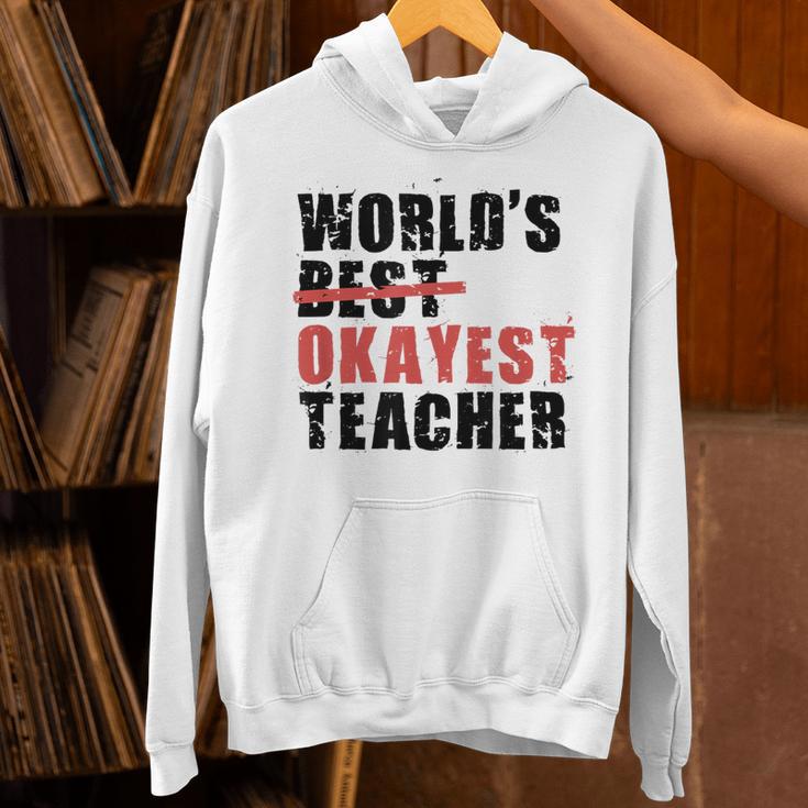 World's Best Okayest Teacher ACY025a For Men Women Unisex Hoodie, gift for family, gift for coworker World's Best Okayest Teacher ACY025a For Men Women Unisex Hoodie, gift for family, gift for coworker