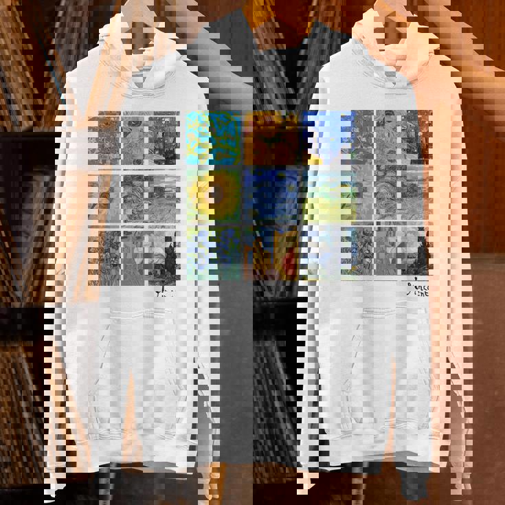 ひまわりと星月夜のゴッホ絵画コラージュ パーカー