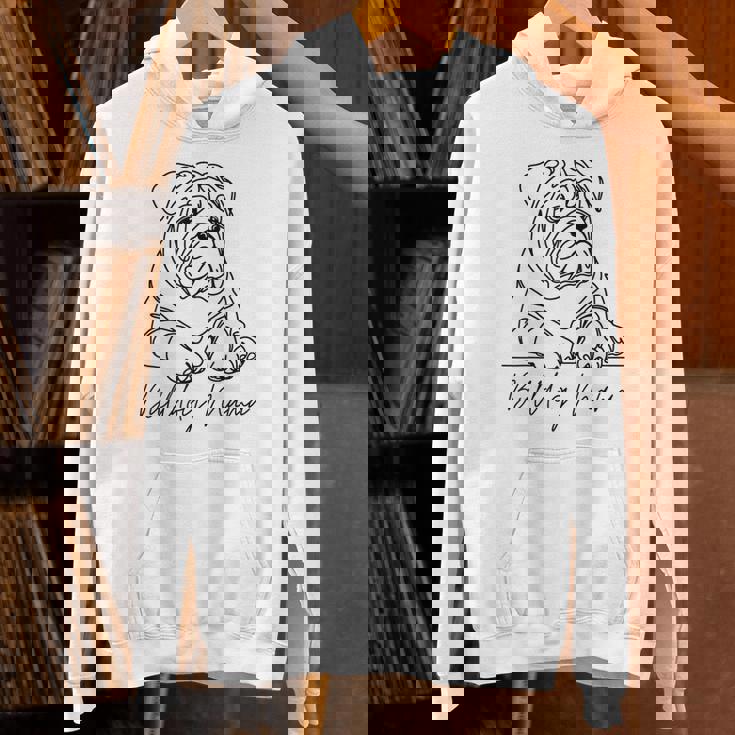 イングリッシュブルドッグ ママ ブルドッグ ママ キュート ラインアート 犬 アーティスティック パーカー