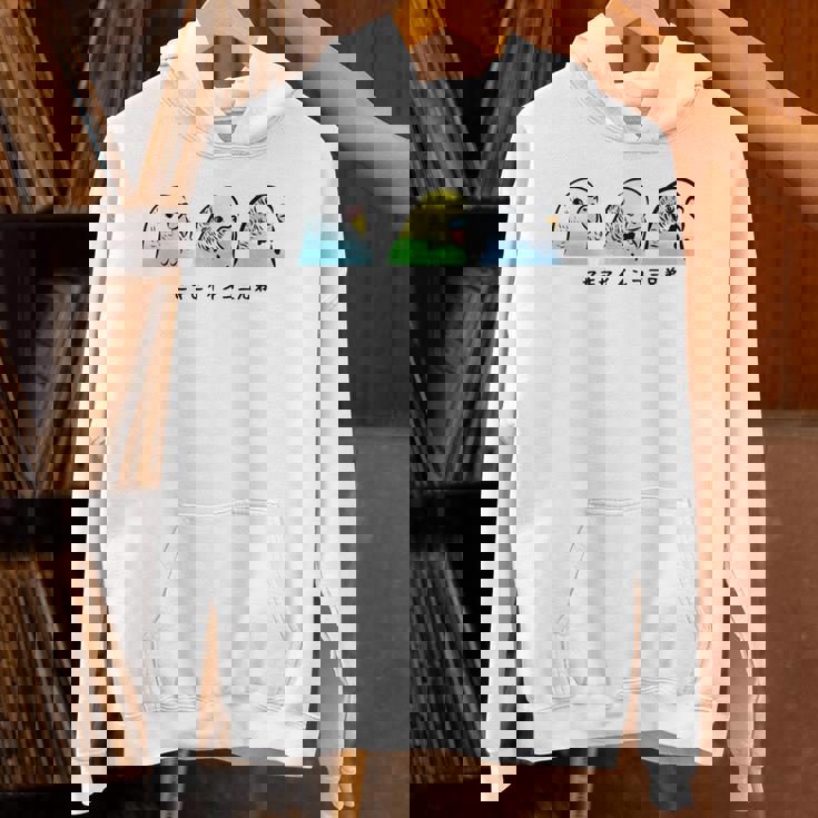 セキセイインコ 三兄弟 インコ 鳥 かわいい イラスト 手書き セキセイインコ 好き 鳥好き おもしろ 長袖tシャツ パーカー