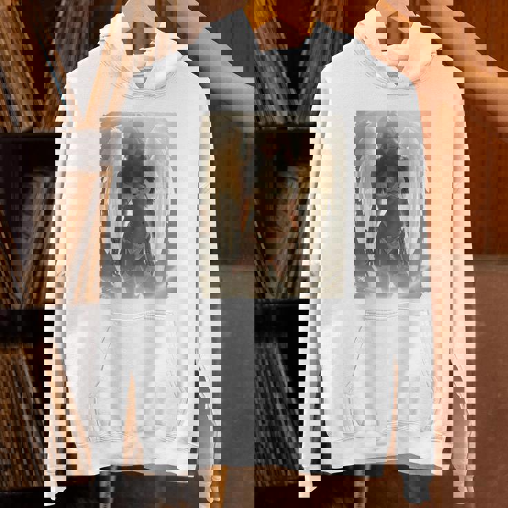 バックプリントtシャツ セクシーなブルネットエンジェルピンナップガール 長袖tシャツ パーカー