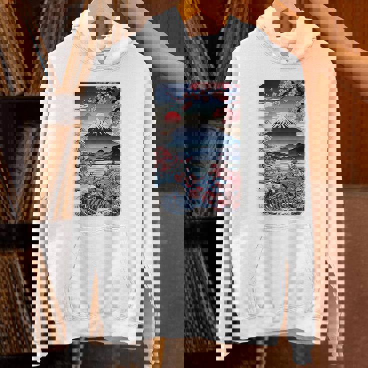 日本の桜庭 芸者 富士山 桜 木 パーカー