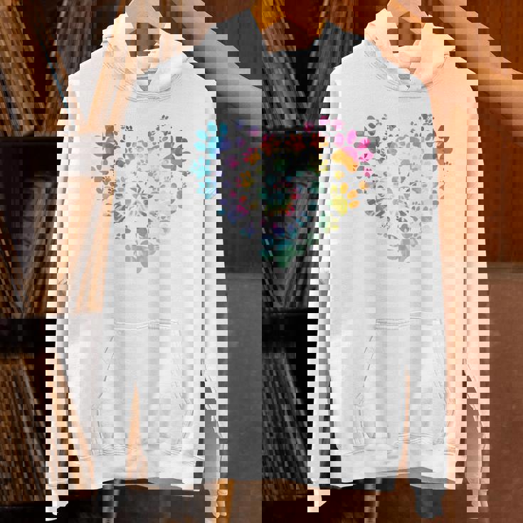 バックプリント 犬の足跡 犬 ペット 足跡 プリント 長袖tシャツ パーカー