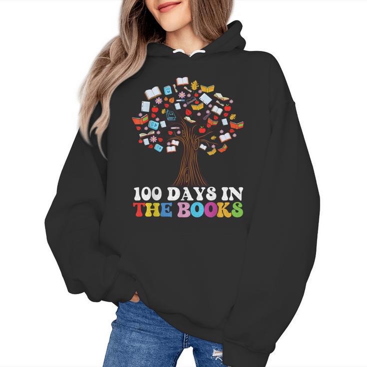 100 Days In The Books Reading Teacher 100th Day Of School Women's Hoodie