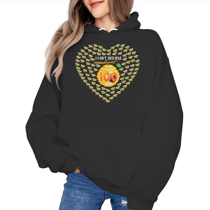 100 Days Of School Bee Hive Tree Hearts Teachers Student Kid Women's Hoodie