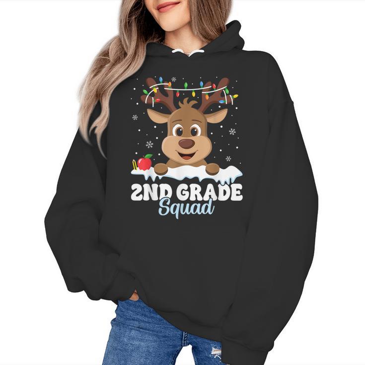 2nd Grade Teacher Christmas Second Grade Squad Reindeer Xmas For Men Women Kids Women's Hoodie