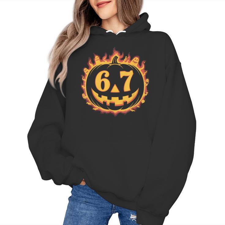6 7 Meme Halloween Pumpkin Costume For Student Teacher Women's Hoodie