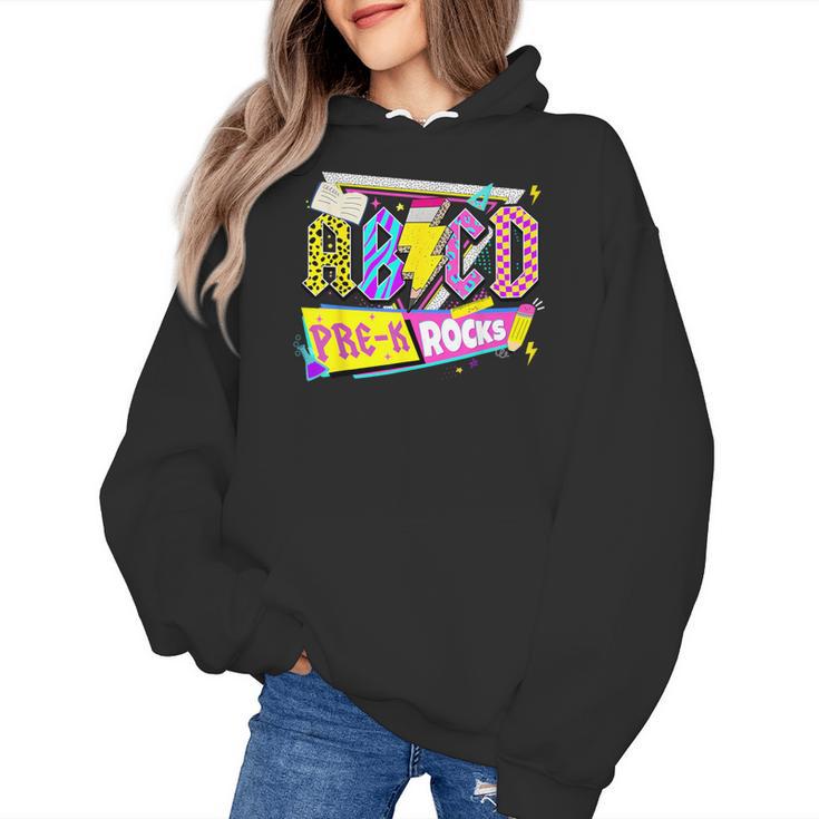 ABCD Pre-K Rocks Back To School PreK Kindergarten Teacher Women's Hoodie