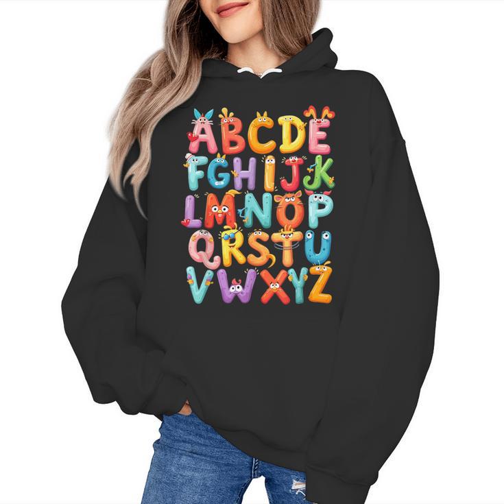 Alphabet A-Z ABC Kids Back To School Pre K Teachers Women's Hoodie