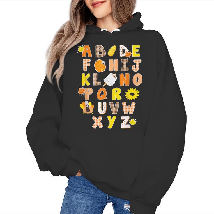 Alphabet Turkey Thanksgiving Costume Preschool Teacher Men Women Women's Hoodie
