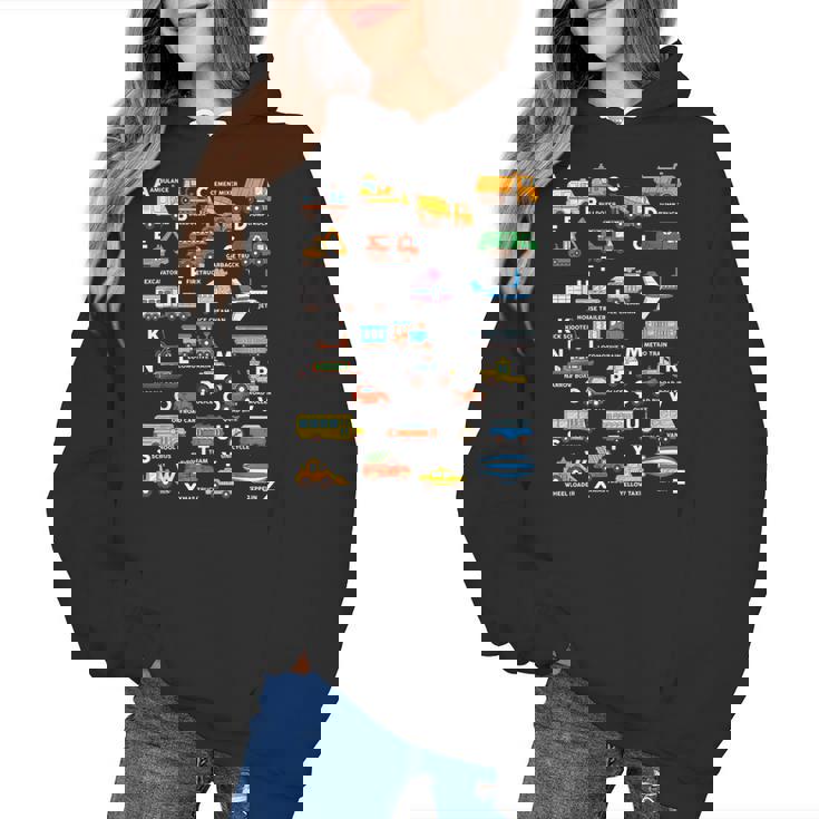 Alphabet Vehicles ABCs Learning Teachers Kids Boys Girls Women&#x27;s Hoodie