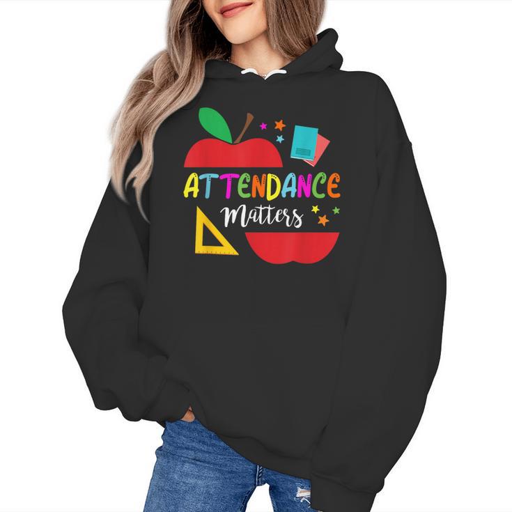 Attendance Matters Teacher Apple For Back To School Women's Hoodie