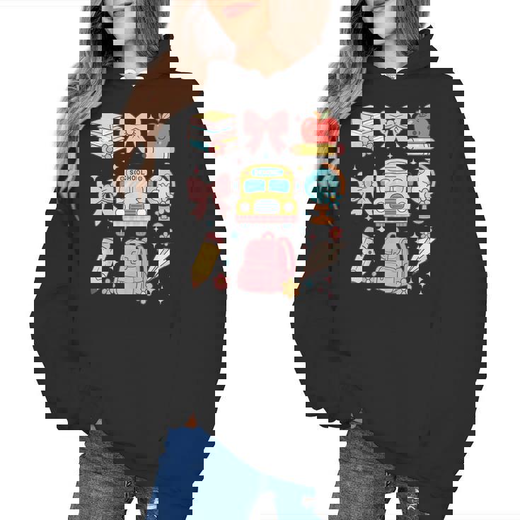 Back To School Coquette Teacher Women Girl Kindergarten PreK Women&#x27;s Hoodie