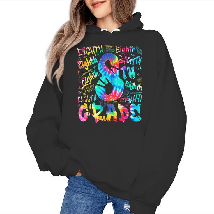 Back To School Eighth 8th Grade Tie Dye Typography Teacher Women's Hoodie