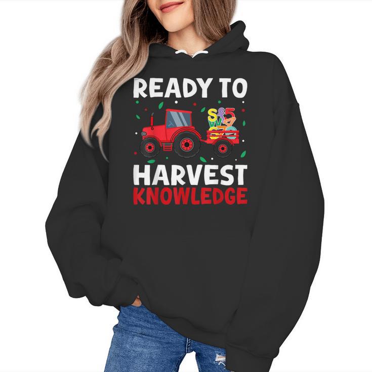Back To School Teacher Farming Tractor Farmer Kids 100th Day Women's Hoodie