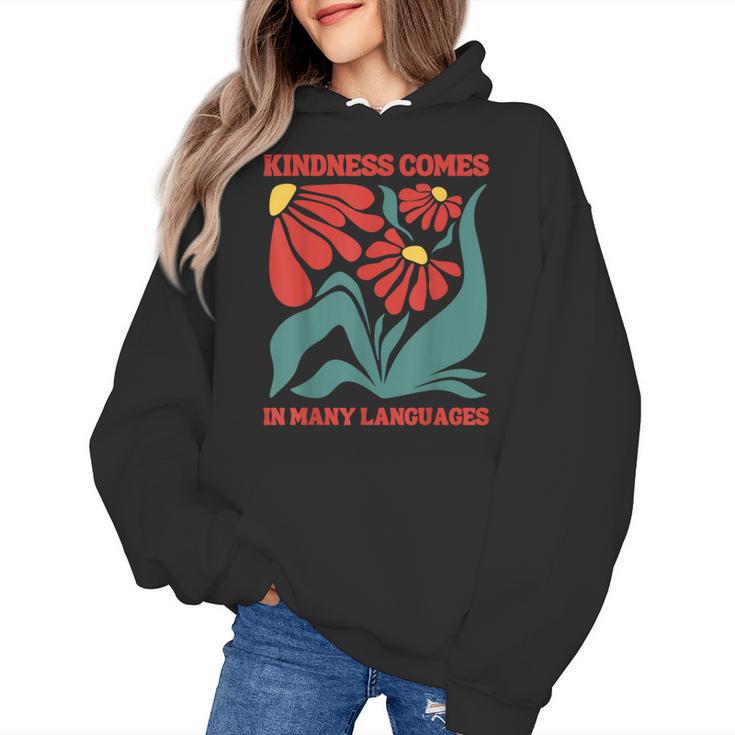 Boho Flower ESL Teacher Kindness Comes In Many Languages Women's Hoodie