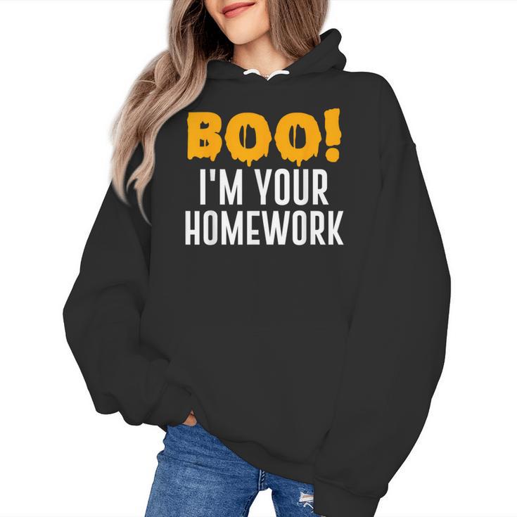 Boo I'm Your Homework Halloween Teacher Costume Women's Hoodie