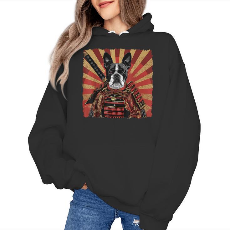 Boston Terrier Dog Japanese Art Samurai Ukiyo-e Women's Hoodie