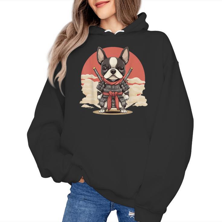 Boston Terrier Dog Japanese Style Samurai Dogs Women's Hoodie