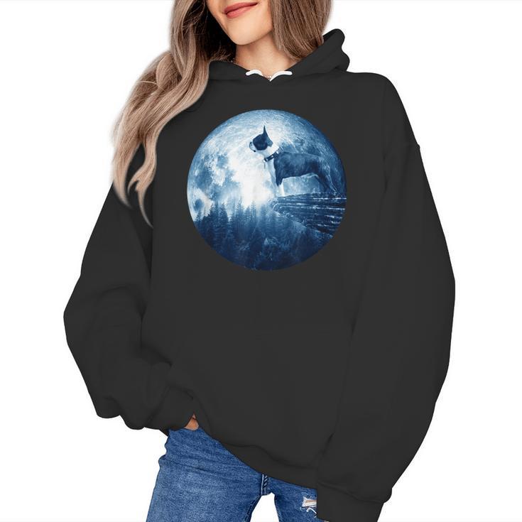 Boston Terrier Dog Moon Dog Mom Dad Women Men Dog Lovers Women's Hoodie