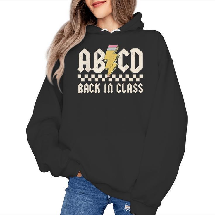 Boys Girls Teachers Rock Back To School ABCD Back In Class Women's Hoodie