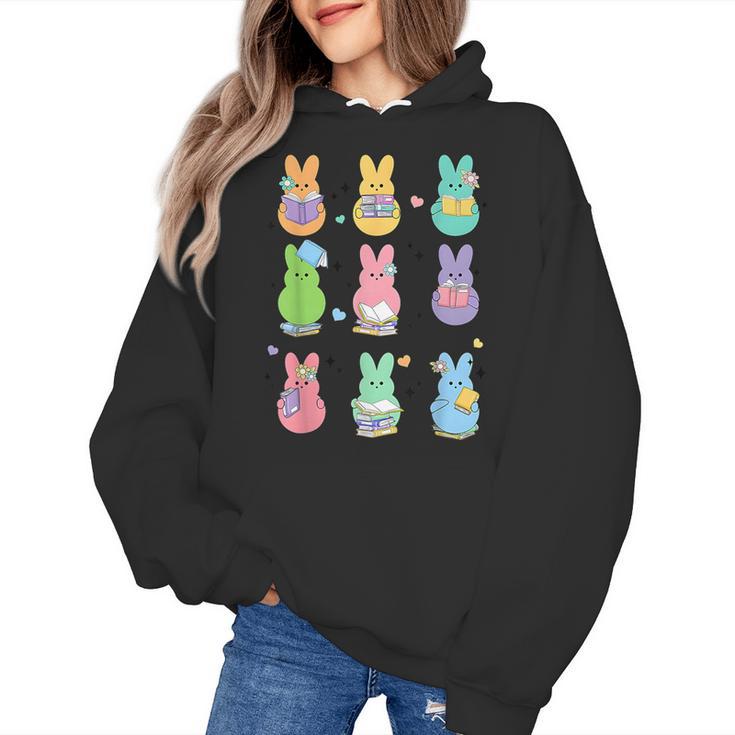 Bunny Reading Books Easter Day Librarian Teacher Book Women's Hoodie
