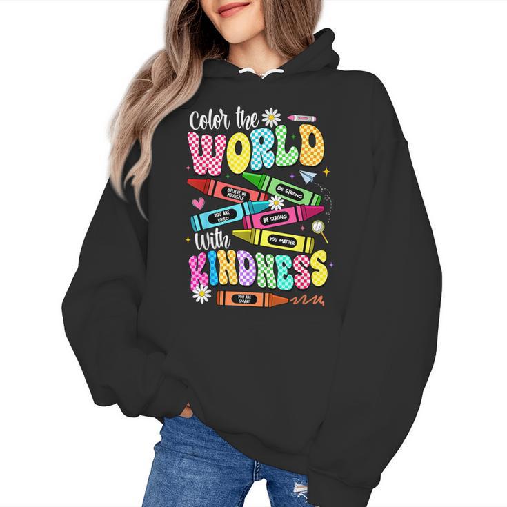 Color The World With Kindness Teacher Back To School Women's Hoodie
