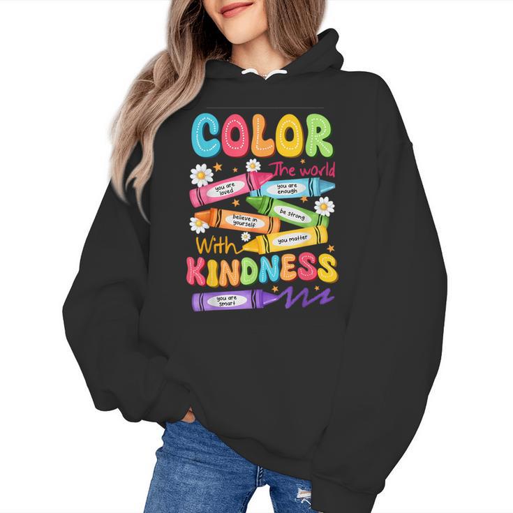 Color The World With Kindness Teachers Back To School Women's Hoodie