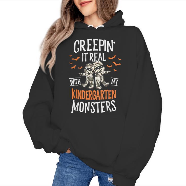 Creepin It Real Kindergarten Monsters Halloween Teacher Women's Hoodie