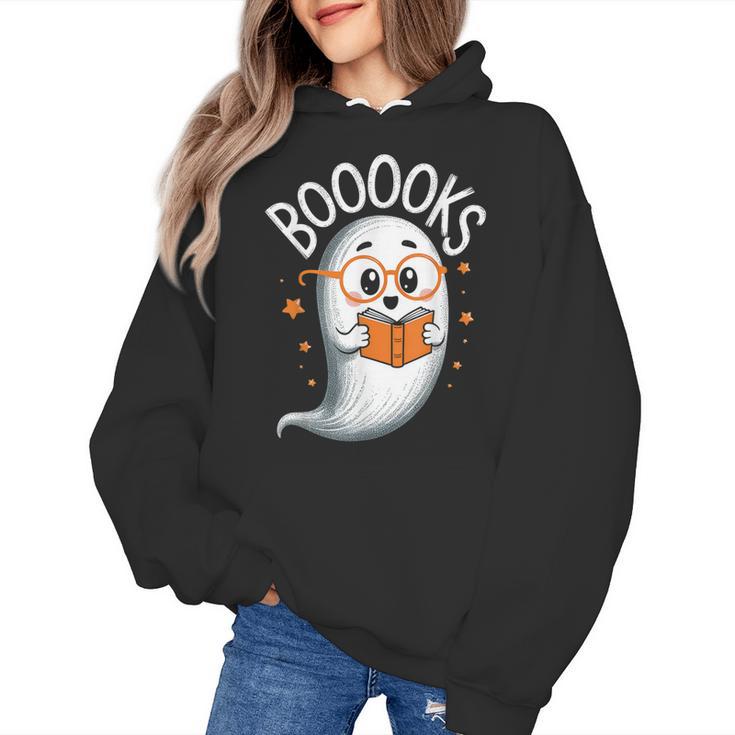 Cute Ghost Book Reading Halloween Teacher Women's Hoodie