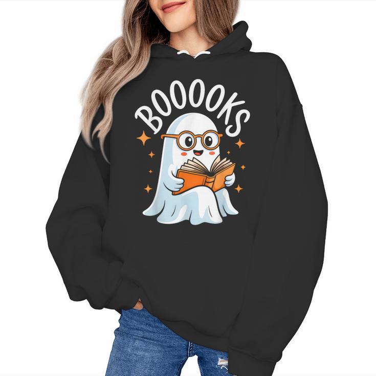 Cute Ghost Reading Book Librarian Teacher Halloween Costume Women's Hoodie
