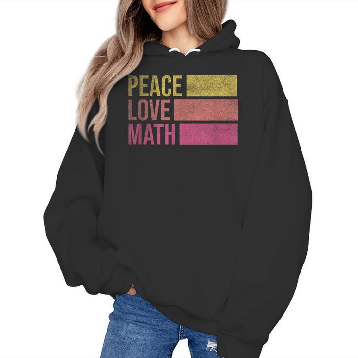 Cute Math Teacher Peace Love Math Women's Hoodie