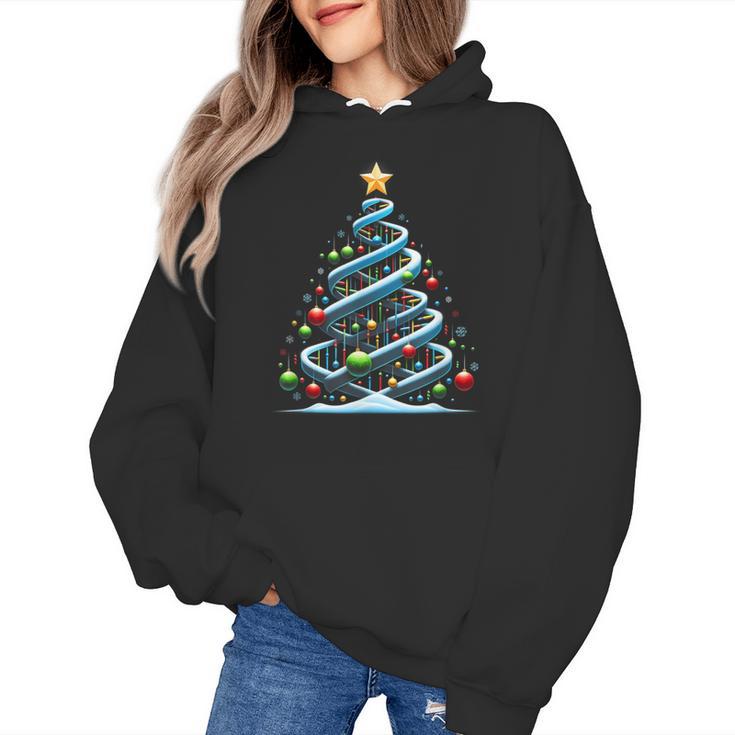 DNA Helix Christmas Tree Scientist Biology Science Teacher Women's Hoodie
