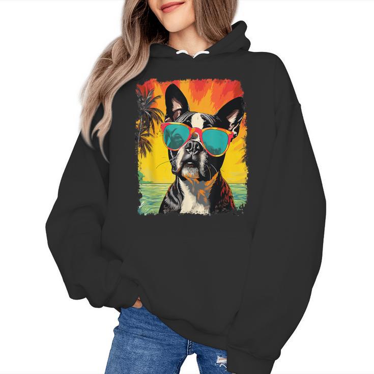 Dog Boston Terrier Hawaiian Women's Hoodie