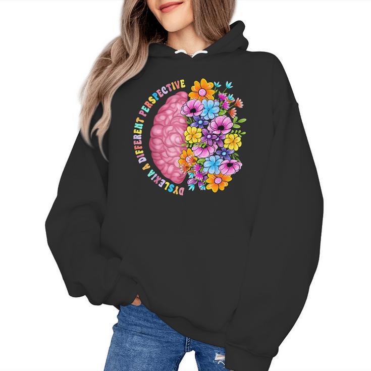 Dyslexia Different Perspective Reading Brain Floral Teacher Women's Hoodie