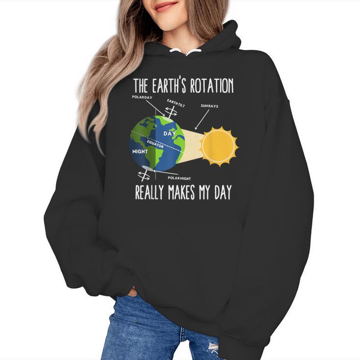 Earth Rotation Earth Day Science Teacher Kids Women Women's Hoodie