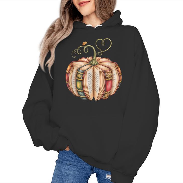 Fall Book Pumpkin Fall Librarians Bookworm Teachers Students Women's Hoodie
