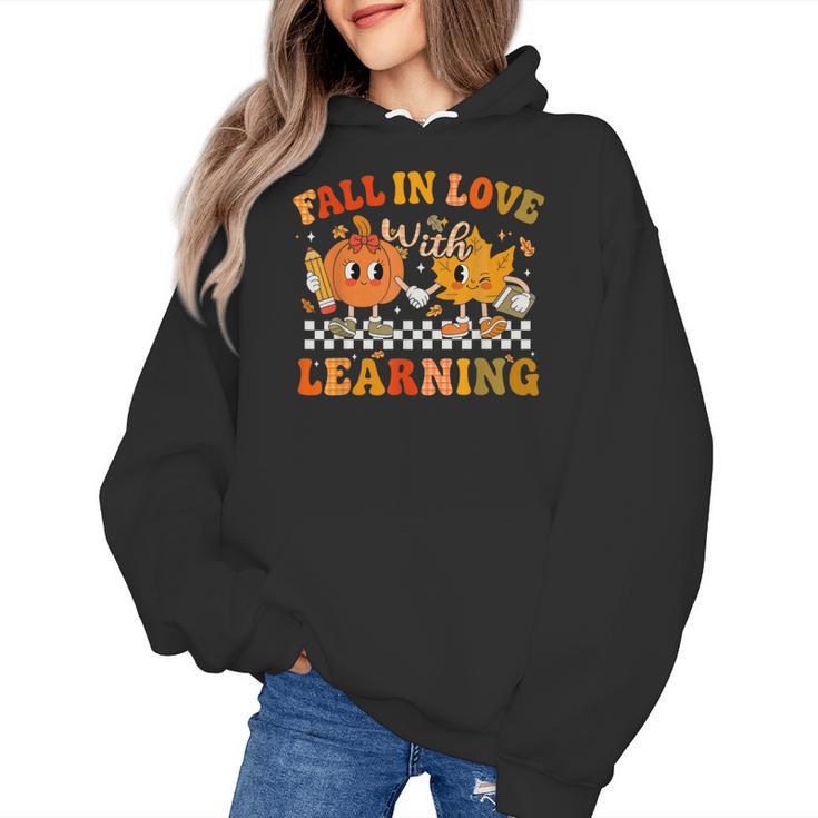 Fall In Love With Learning Autumn Pumpkin Fall Teacher Kids Women's Hoodie