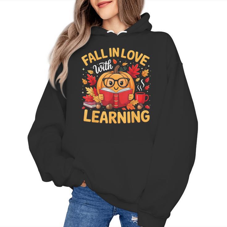 Fall In Love With Learning Pumpkin Thanksgiving Teacher Fall Women's Hoodie, trending gift Fall In Love With Learning Pumpkin Thanksgiving Teacher Fall Women's Hoodie, trending gift