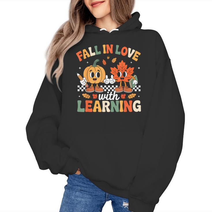 Fall In Love With Learning Shirt Autumn Thanksgiving Teacher Women's Hoodie