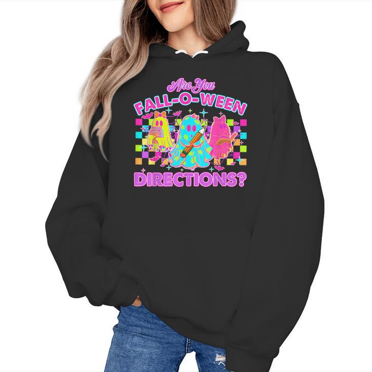 Are You Fall-O-Ween Directions Teacher Ghost Halloween Women's Hoodie