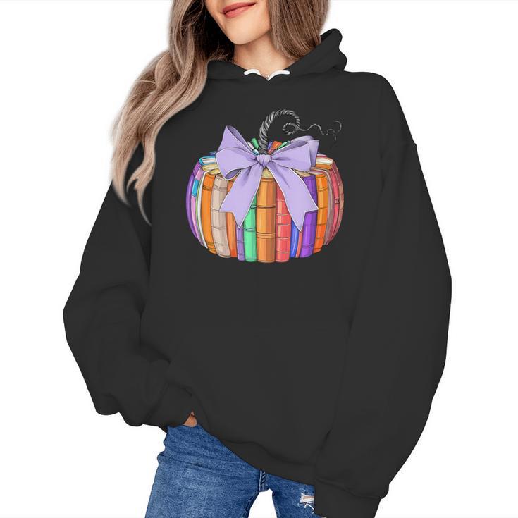 Fall Pumpkin Books Lover Halloween Teacher Teaching Staff Women's Hoodie